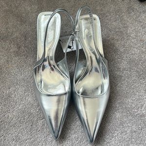 Zara silver kitten heels